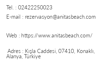 Hotel Anitas iletiim bilgileri